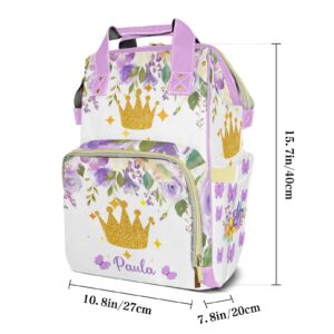 zaaprintblanket Custom Beautiful Butterfly Floral Waterproof Diaper Bag Backpack with Name Personalized Baby Nappy Bags for Women Mommy Girl Gift