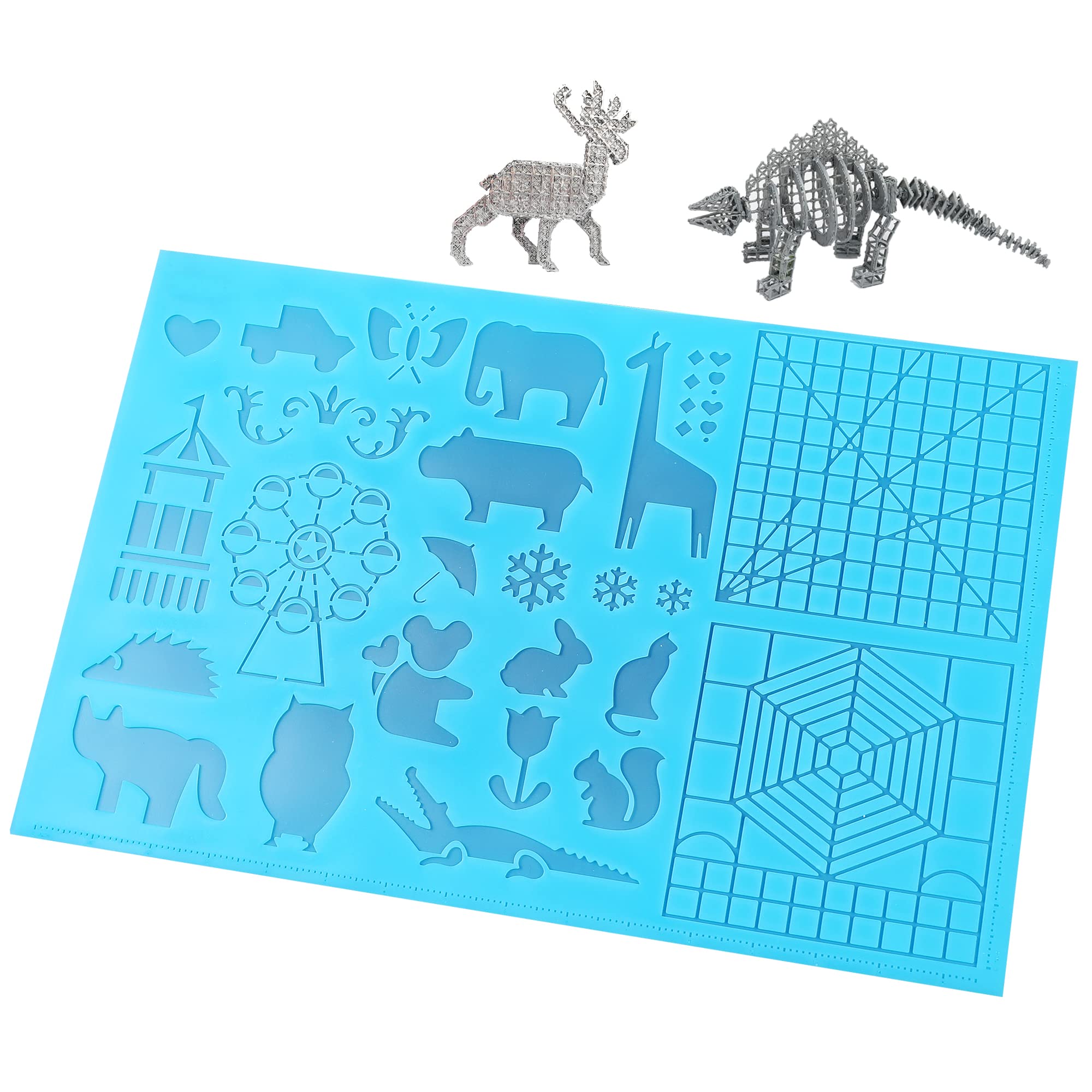 Blue 3D Printing Pen Mat - 3D Pen Mat for Kids, Adults - 16.3x10.8 inch 3D mat with Animal Patterns for 3D Printing Pen - Great 3D Silicone Pen Mat - Blue