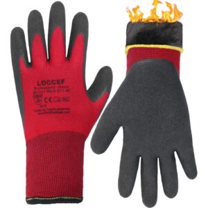 loccef 2 pairs winter work gloves for men and women, freezer gloves for work below zero, thermal insulated, super grip (l)