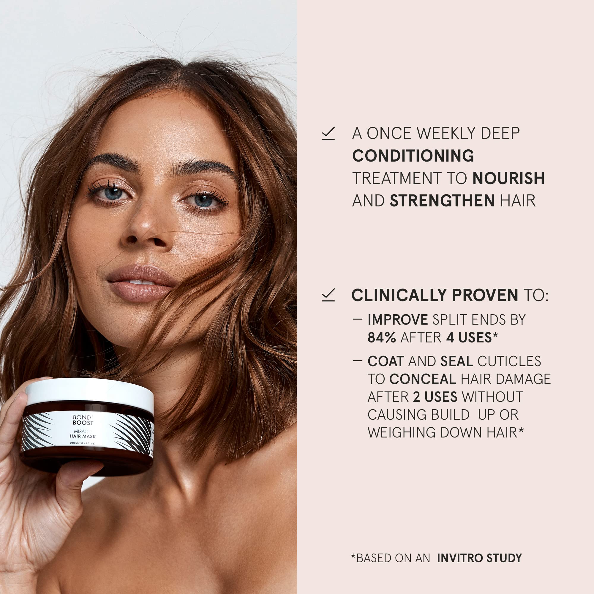 BONDIBOOST Miracle Mask 8.45 fl oz - Deep Conditioner Hair Mask for Thinning Hair Types - Promotes Thicker, Healthier, + Fuller Hair - Repair Dry Damaged Hair - Vegan + Cruelty-Free - Australian Made