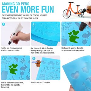 Blue 3D Printing Pen Mat - 3D Pen Mat for Kids, Adults - 16.3x10.8 inch 3D mat with Animal Patterns for 3D Printing Pen - Great 3D Silicone Pen Mat - Blue