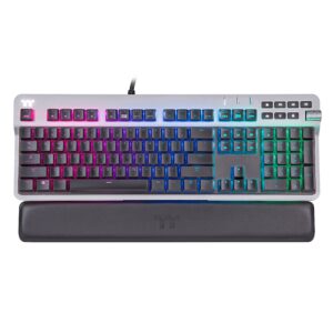 Thermaltake Argent K6 RGB Low Profile Mechanical Gaming Keyboard, Cherry MX Speed Silver, Alumiunm Top Plate, Multi-fucntion Knob, Wrist Rest, GKB-KB6-LSSRUS-01