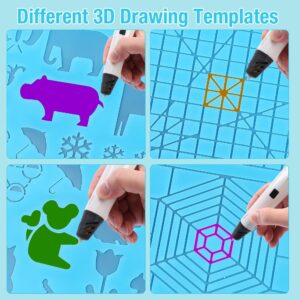 Blue 3D Printing Pen Mat - 3D Pen Mat for Kids, Adults - 16.3x10.8 inch 3D mat with Animal Patterns for 3D Printing Pen - Great 3D Silicone Pen Mat - Blue