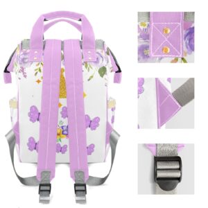 zaaprintblanket Custom Beautiful Butterfly Floral Waterproof Diaper Bag Backpack with Name Personalized Baby Nappy Bags for Women Mommy Girl Gift