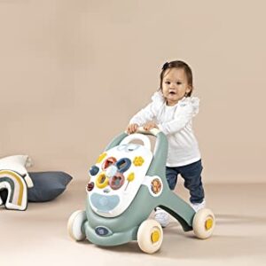 Little Smoby Baby Walker by Smoby Detachable Activity Play Board Baby’s First Doll Pushchair Toy Grows with The Child from Activity Board to Walker with Fun Colours, Actions and Sound, 7600140304