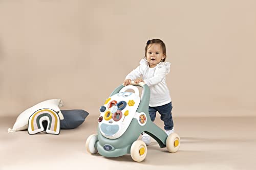 Little Smoby Baby Walker by Smoby Detachable Activity Play Board Baby’s First Doll Pushchair Toy Grows with The Child from Activity Board to Walker with Fun Colours, Actions and Sound, 7600140304