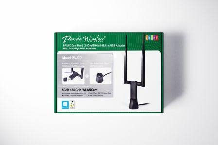 Panda Wireless® PAU0D AC1200 Wireless AC USB Adapter w/Dual Antennas - Windows 7/8/10/11/2019/2022, Chrome OS, Zorin, MXLinux, Mint, Ubuntu, Fedora, openSUSE, Rocky, Kali Linux and Raspbian