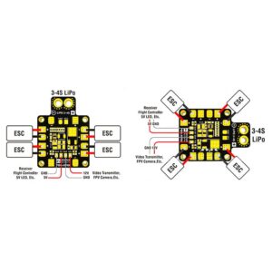 Acxico 2 pcs Drone Power Distribution Board XT60 3-4S 9-18V 5V 12V Output PDB