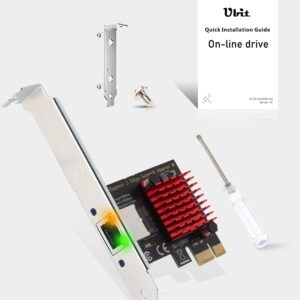 2.5G Network Adapter, Ubit 2.5GBase-T RJ45 2500/1000/100Mbps Gigabit PCIe Network Adapter, RTL8125 NIC, Low Profile Bracket, Windows 11/10 /8/8.1/7