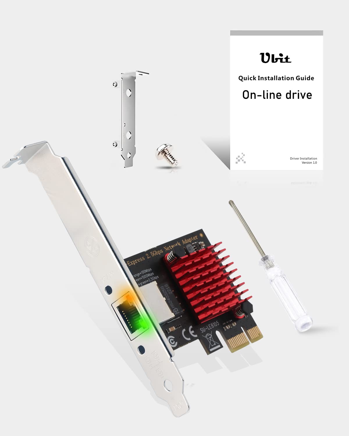 2.5G Network Adapter, Ubit 2.5GBase-T RJ45 2500/1000/100Mbps Gigabit PCIe Network Adapter, RTL8125 NIC, Low Profile Bracket, Windows 11/10 /8/8.1/7