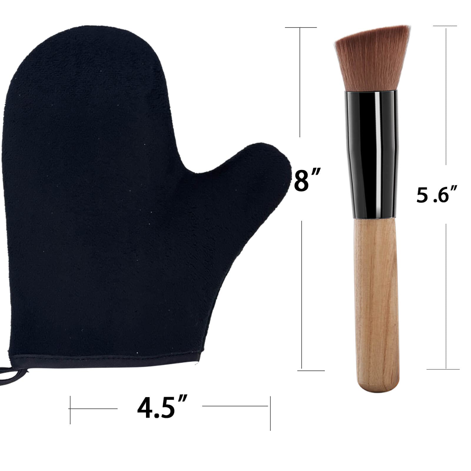 2 Piece Self Tanning Mitt Applicator Set, 1 Self Tanning Glove and 1 Self Tanner Brush, Tan Mitt for Self Tan Sunless Tan (Black)