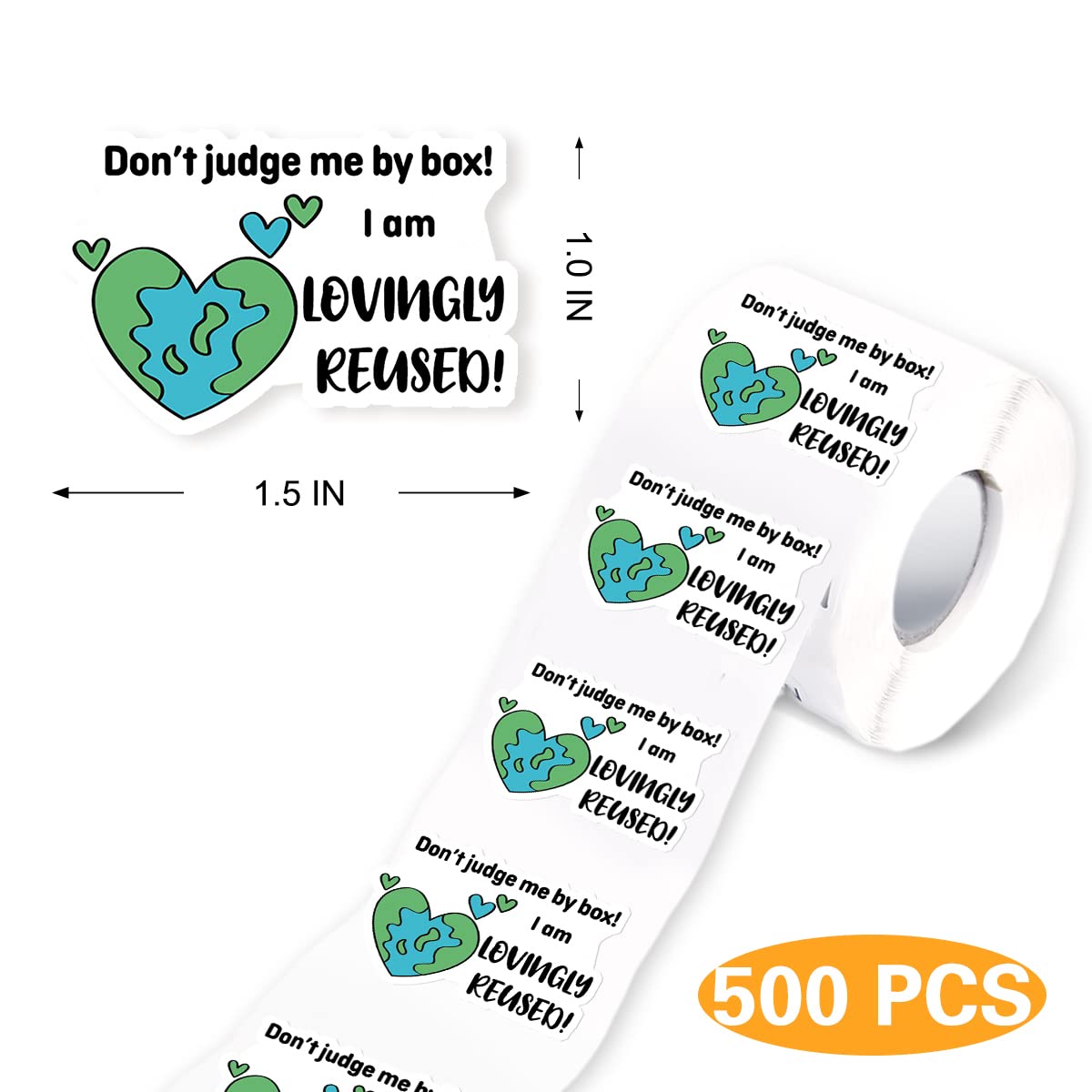 muminglong Cute Don't Judge Me by Box I Am Lovingly Reused Small Business Stickers, Recycle, Recycling Labels, Funny Packaging Sticker, for Packages, 500 PCS