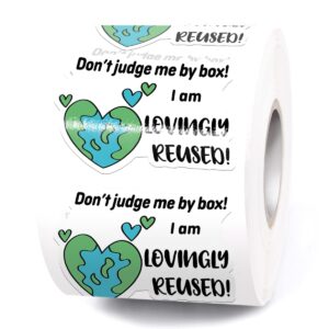 muminglong cute don't judge me by box i am lovingly reused small business stickers, recycle, recycling labels, funny packaging sticker, for packages, 500 pcs