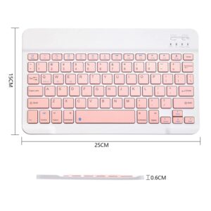 Ultra-Slim Bluetooth Keyboard Portable Mini Wireless Keyboard Rechargeable for Apple iPad iPhone Samsung Tablet Phone Smartphone iOS Android Windows (10 inch Pink)