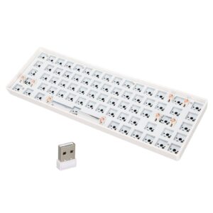 Yoidesu 65% Custom Gaming Keyboard, 64 Keys 2.4G/BT 5.0 Modular DIY Mechanical Keyboard Kit Hot Swappable Switche Keyboard(White)