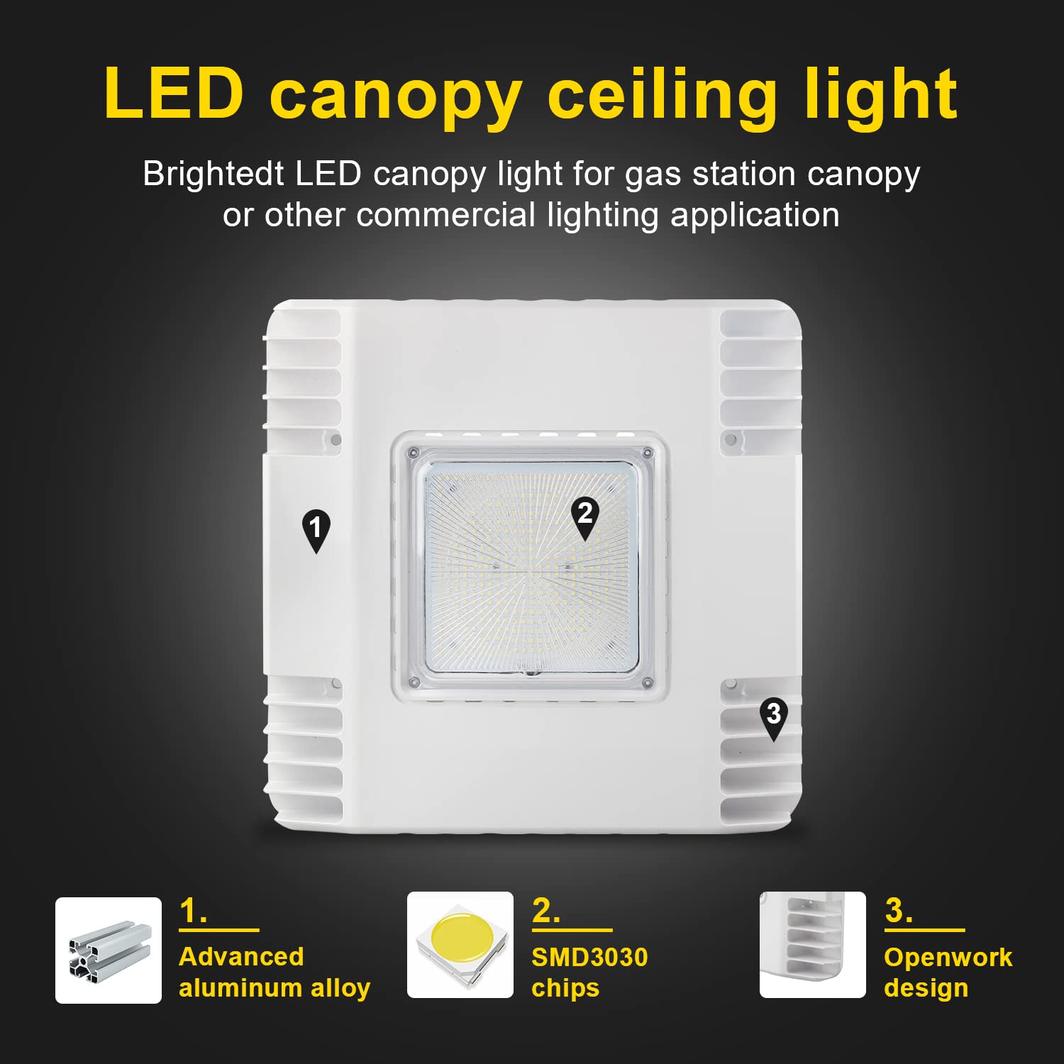 150W LED Gas Station Canopy Light, 5700K 21000LM Ultra Bright Surface Mount LED Garage Shop Ceiling Light (600W HID/HPS Equivalent), Commercial Canopy Lighting 90-277V IP65 UL & DLC Listed (4-Pack)