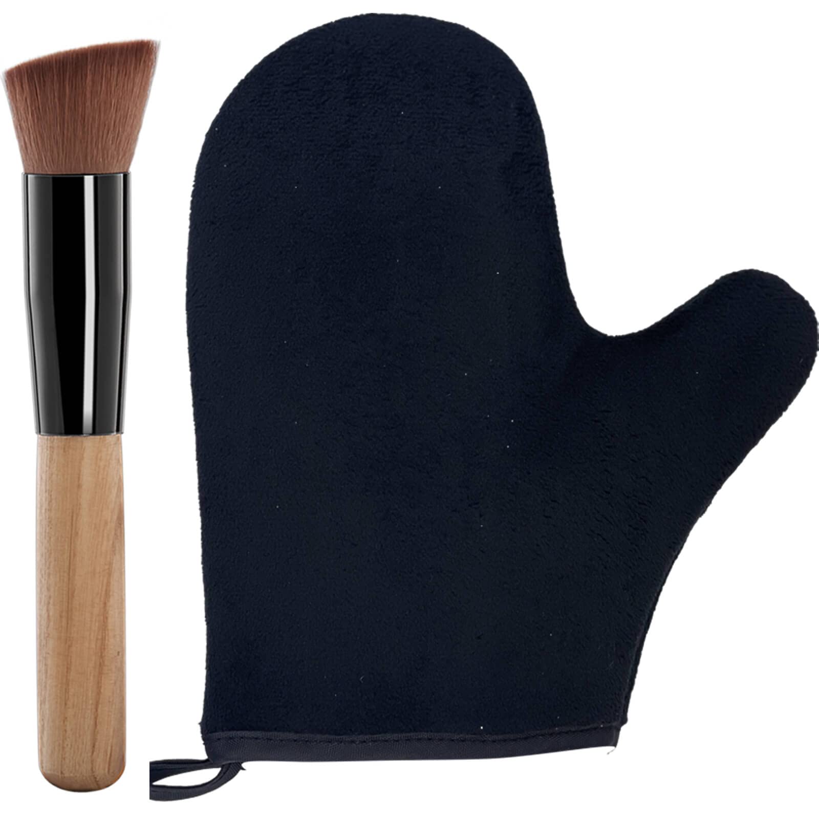 2 Piece Self Tanning Mitt Applicator Set, 1 Self Tanning Glove and 1 Self Tanner Brush, Tan Mitt for Self Tan Sunless Tan (Black)