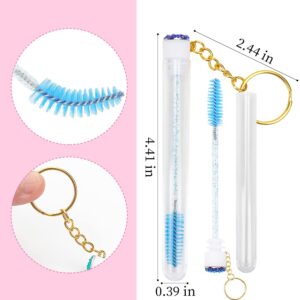 48 Pieces Disposable Mascara Wands Set,Include 24 pcs Disposable Crystal Lash Spoolies Brush and 24 Pieces Reusable Diamond keychain Empty Eyelash Brush Tubes for Women Girls Makeup Brush Kit