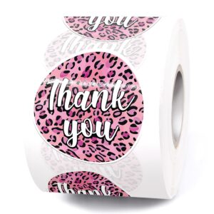 muminglong cute pink leopard print thank you small business stickers,thank you stickers,happy mail stickers,handmade stickers,small shop sticker,package stickers for small business, 500 pcs