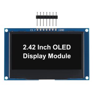 DWEII 2.4" 2.42 inch 128x64 OLED LCD Display Module SSD1309 7 Pin SPI/IIC I2C Serial Interface for Arduino UNO R3 DIY Electronic - White Light