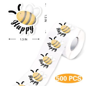 muminglong Cute Bee Happy Small Business Stickers,Happy Mail Stickers,Thank You Stickers,Handmade Stickers,Small Shop Sticker,Package Stickers for Small Business, 500 PCS