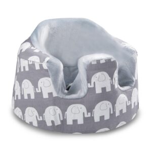 smttw seat cover compatible with bumbo seat, summer cooling breathable seat cover for baby boy girl (grey elephant)