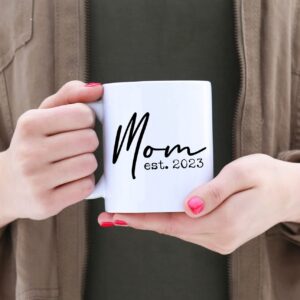 Tipit Drinkware Pregnancy Gift Est 2023 - New Parents Gifts Mommy and Daddy Est. 2023 11 Coffee Mug Gift Set,New to The Crew Romper (3M) - Top Mom and Dad Gift Set for New Parents to Be - Baby Shower