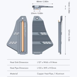 GRAUGEAR PS5 SSD Heatsink Cover, M.2 NVMe PS5 Heatsink, Shuttle Shaped Design, Heat Dissipation with Heat Pipe Cooler and Aluminum Fin for NVMe M2 PCIe 4.0 [G-PS5HS04]