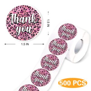 muminglong Cute Pink Leopard Print Thank You Small Business Stickers,Thank You Stickers,Happy Mail Stickers,Handmade Stickers,Small Shop Sticker,Package Stickers for Small Business, 500 PCS