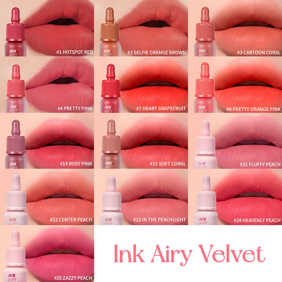 Peripera Ink Airy Velvet Lip Tint, Liquid Lip (0.14 fl oz, 023 IN THE PEACHLIGHT)