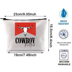 BLUPARK Cowboy Killer Cosmetic Bag Western Cowgirl Gift Women Wild Vintage Western Rodeo Zipper Pouch Bull Skull Graphic Bag (Cowboy Killer)