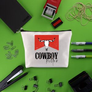 BLUPARK Cowboy Killer Cosmetic Bag Western Cowgirl Gift Women Wild Vintage Western Rodeo Zipper Pouch Bull Skull Graphic Bag (Cowboy Killer)