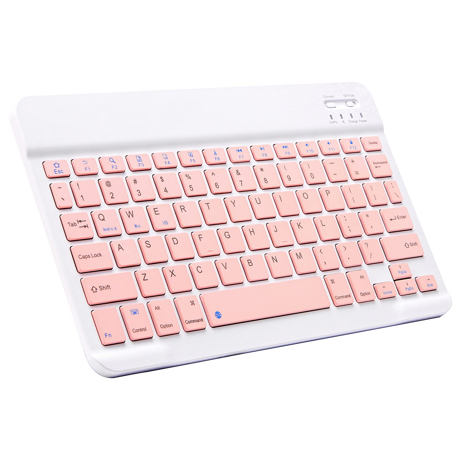 Ultra-Slim Bluetooth Keyboard Portable Mini Wireless Keyboard Rechargeable for Apple iPad iPhone Samsung Tablet Phone Smartphone iOS Android Windows (10 inch Pink)