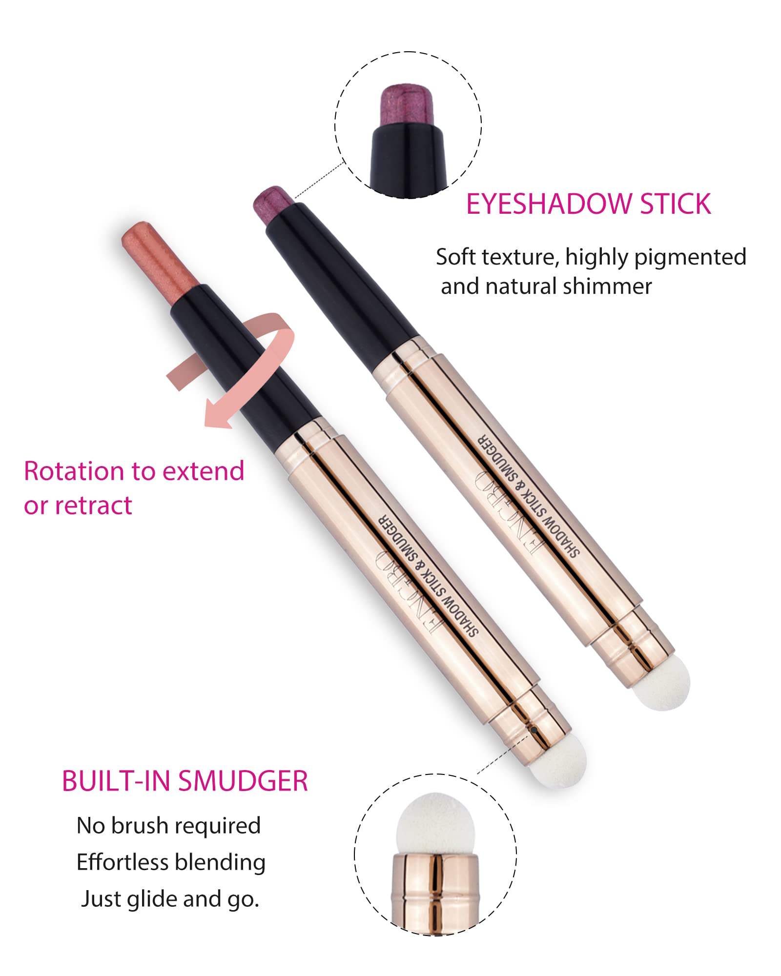 Enfuntins Cream Eyeshadow Stick, Eyeshadow Pencil with Soft Smudger, Long Lasting Eyeshadow Stick, (09 Orchid Shimmer)