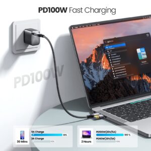 GiGimundo 20Gbps PD100W 5A Fast Charging Cable 3.3 ft, USB 3.2 Gen 2x2 Cable Compatible with Thunderbolt 3, Support 4K 60Hz Video Output, for Laptop, MacBooks, iPad Pro, Phones, Docking etc