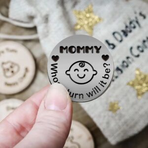 NUREE 2 Pieces New Parent Whose Turn Will It Be Double-Sided Decision Coin for New Mummy Daddy, New Baby Gift for Dad Pregnancy Mom Present Wife Father’s Day, Birthday, Christmas Gift