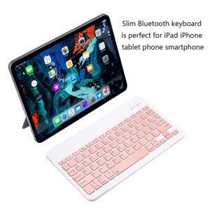 Ultra-Slim Bluetooth Keyboard Portable Mini Wireless Keyboard Rechargeable for Apple iPad iPhone Samsung Tablet Phone Smartphone iOS Android Windows (10 inch Pink)