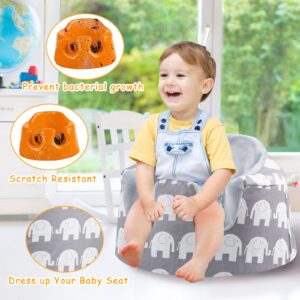 SMTTW Seat Cover Compatible with Bumbo Seat, Summer Cooling Breathable Seat Cover for Baby Boy Girl (Grey Elephant)