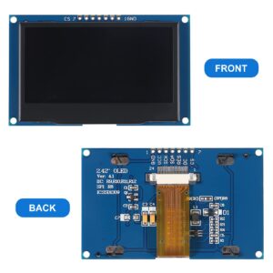 DWEII 2.4" 2.42 inch 128x64 OLED LCD Display Module SSD1309 7 Pin SPI/IIC I2C Serial Interface for Arduino UNO R3 DIY Electronic - White Light