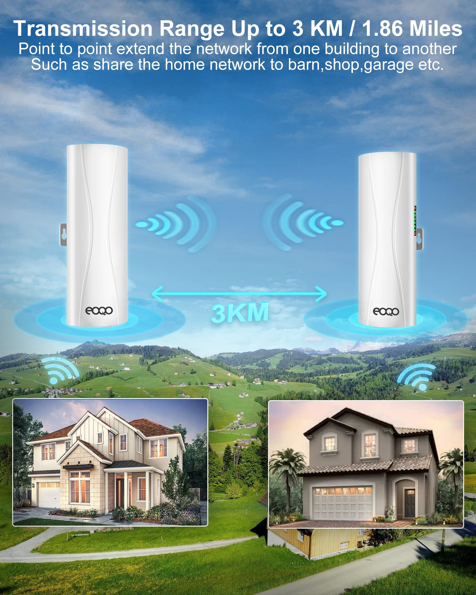 Gigabit Wireless Bridge for Starlink WiFi Extender - 1000Mbps 5.8GHz Point-to-Point Ethernet Bridges with 16dBi Antenna, 3KM Long Range Transmission - Extending Starlink Home Internet Network 2-Pack