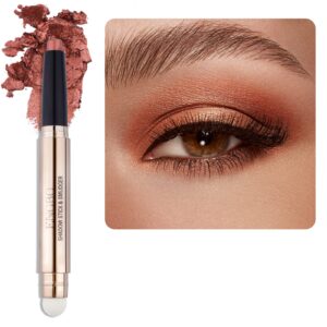 Enfuntins Eyeshadow Stick, Shimmer Cream Eye Shadow Pencil Crayon with Soft Smudger, Long Lasting Waterproof Eye Highlighter Eye Shadow Make Up (05 Orange Brown Shimmer)