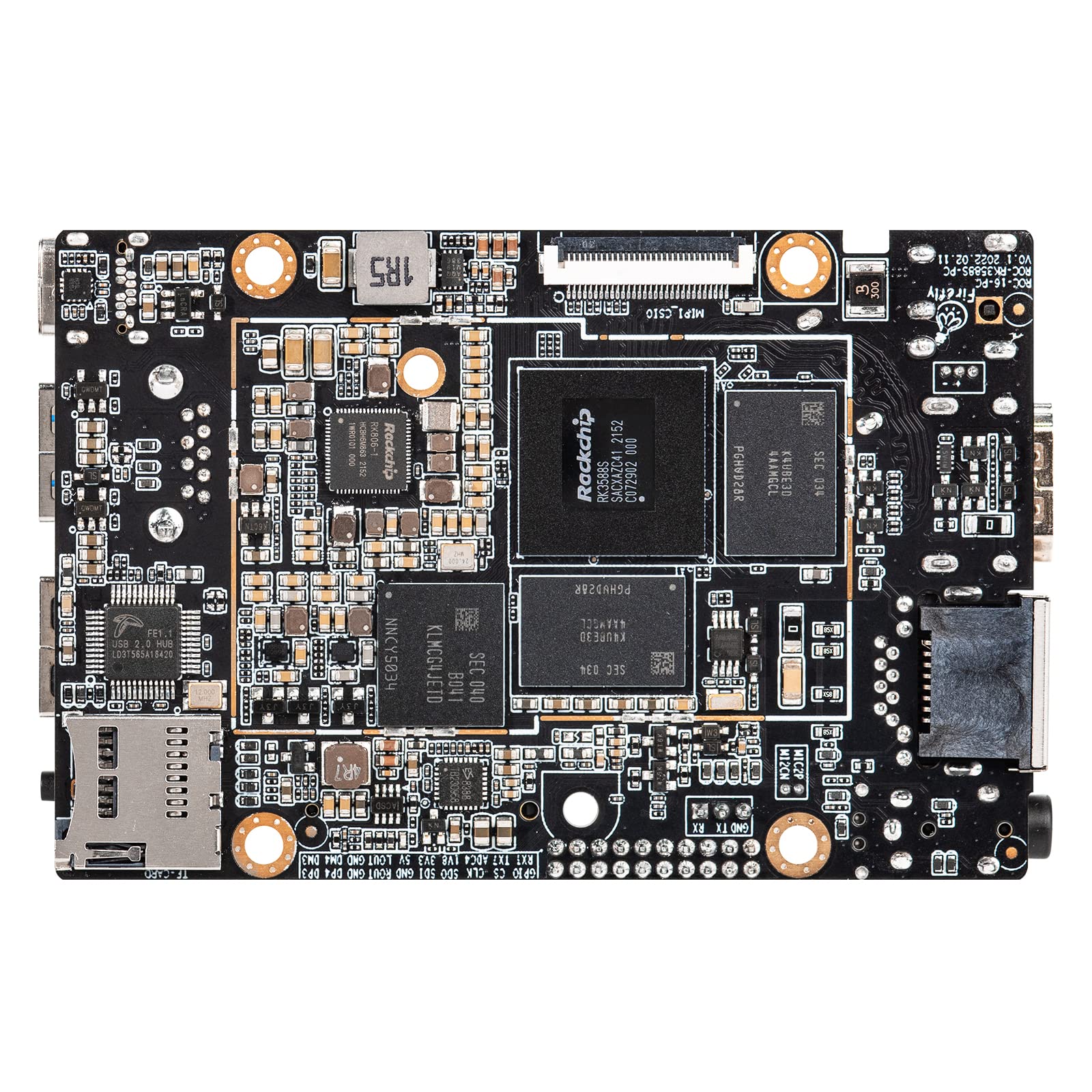 Firefly ROC-RK3588S-PC 8K AI Rockchip RK3588S Single Board Computer 8GB RAM LPDDR4 &64GB eMMC Storage Support Android 12.0 & Linux for AIoT Cloud Server