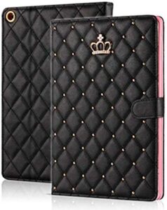 topwin cute crwon case for ipad mini 6 (8.3-inch,2021 model), bling diamond pu leather smart auto sleep/wake with kickstand shockproof for girls women apple ipad mini 6th gen 8.3 inch (black)