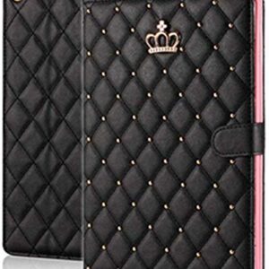 Topwin Cute Crwon Case for iPad Mini 6 (8.3-Inch,2021 Model), Bling Diamond PU Leather Smart Auto Sleep/Wake with Kickstand Shockproof for Girls Women Apple iPad Mini 6th Gen 8.3 Inch (Black)