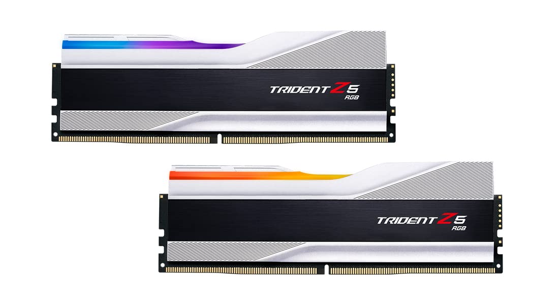 G.SKILL Trident Z5 RGB Series (Intel XMP 3.0) DDR5 RAM 64GB (2x32GB) 6000MT/s CL30-40-40-96 1.40V Desktop Computer Memory UDIMM - Metallic Silver (F5-6000J3040G32GX2-TZ5RS)