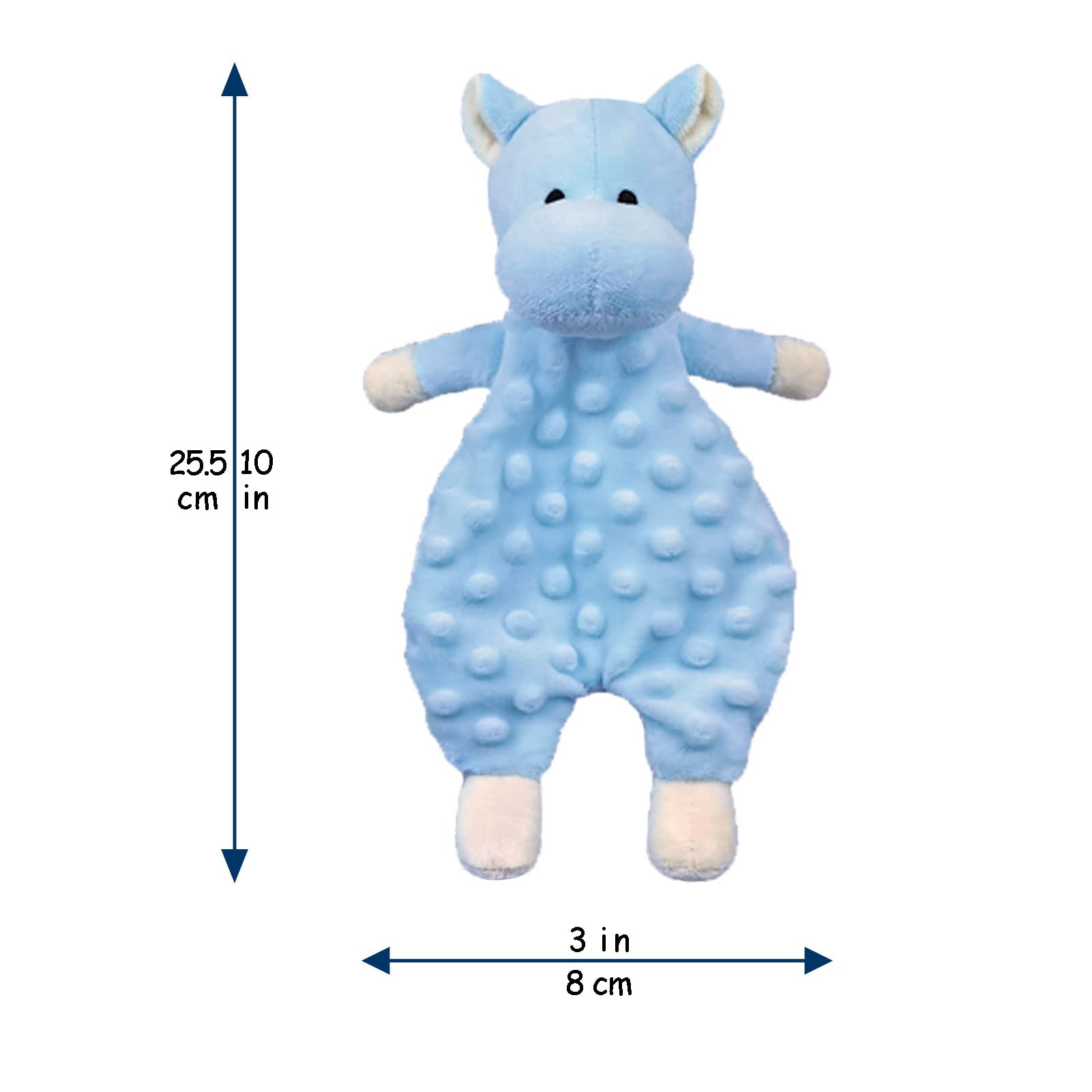 Doindute Baby Blue Hippo Soft Stuffed Animal Security Blanket, Plush Hippo Character Lovey Blanket, Baby Shower/Nursery Gift, Newborn Infant Toddler Snuggle Blankie for Boys Girls, 10 Inches