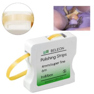 BELEON Dental Polishing Strips - Tooth Polisher Dental File for Teeth Sanding Grinding Deep Teeth Cleaning Tool Tooth Polish Abrasive Strip Oral Care Cleaning Tool - Super Fine 1 Roll 4mm x 6M