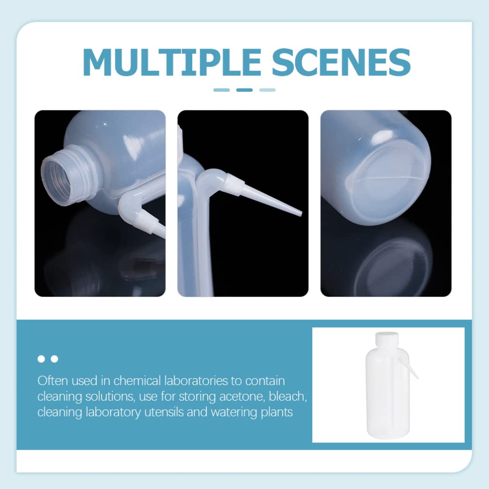 iplusmile 2Pcs Plastic Wash Bottle Wide Mouth Unitary Wash Bottle Safety Squeeze Bottle 500ml (White)