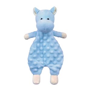 doindute baby blue hippo soft stuffed animal security blanket, plush hippo character lovey blanket, baby shower/nursery gift, newborn infant toddler snuggle blankie for boys girls, 10 inches