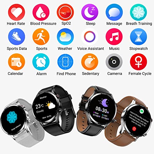 HOAIYO Smart Watches for Men Women (Call Receive/Dial), AMOLED Smartwatch with Heart Rate SpO2 Sleep Calories Counter, Waterproof Fitness Watch for Android iOS Phones (23Black, 1.5")